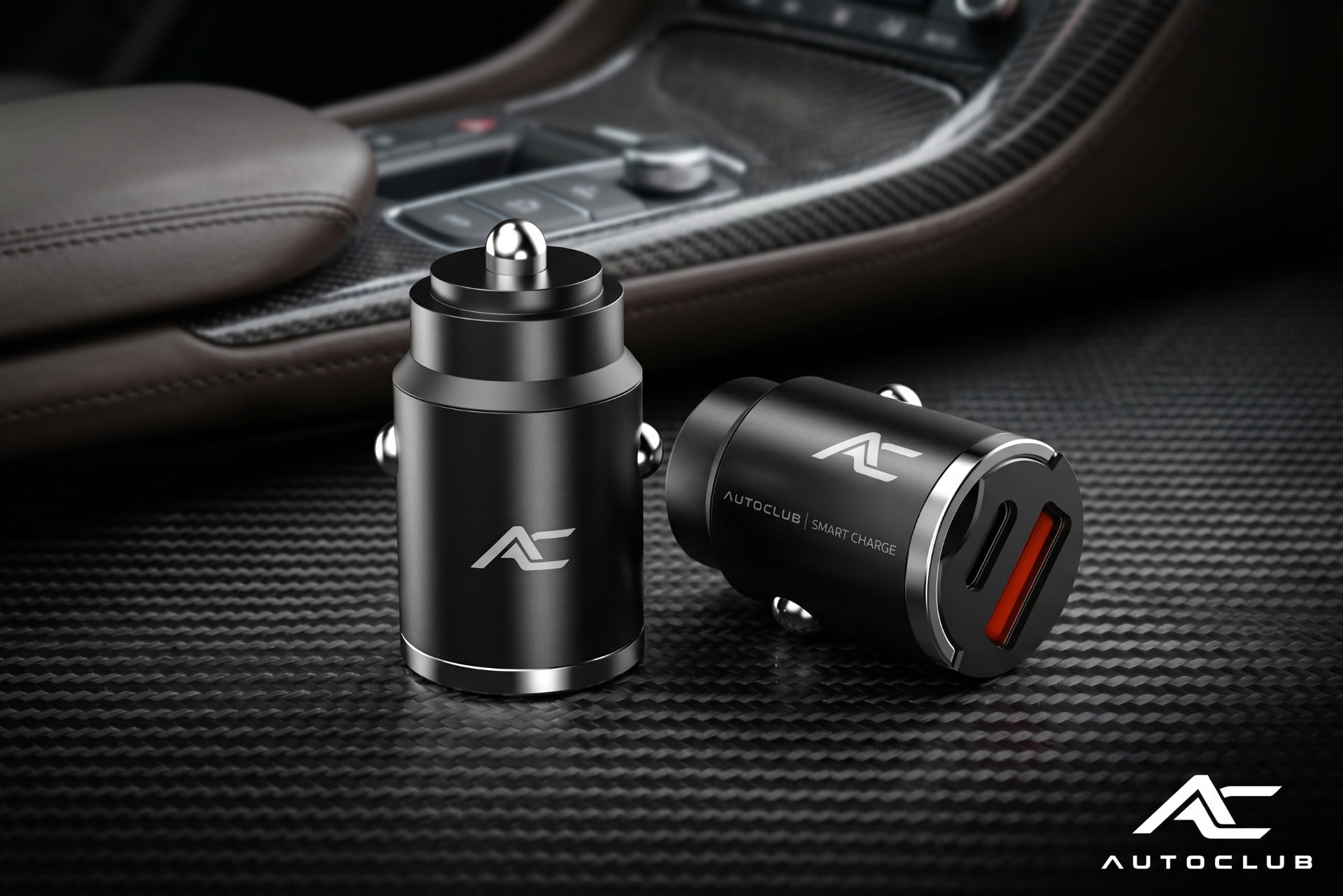 AutoClub StealthCharge chargers in a premium car interior