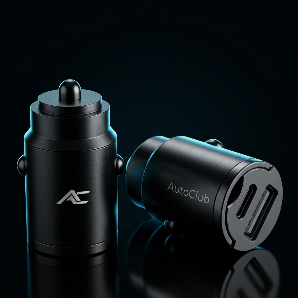Two AutoClub StealthCharge 100W car chargers showing USB-C and USB-A ports
